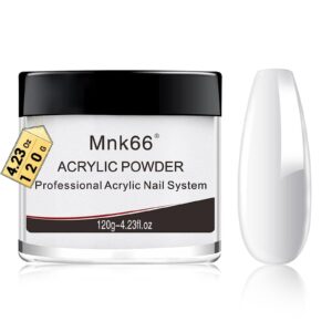 Mnk66 Acrylic Powder Professional Clear Pink Nude Milky White Acrylic Nail Powder for Nail Extension> French Nail Art 3D Flowers> Nail Carving> Beginner (YSHJF005-120g)
