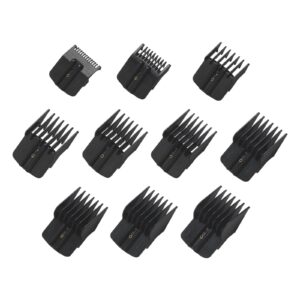 CR8GR8 for Wahl Clipper Guards Set – 10 Pcs Universal Barber Guards Compatible with Wahl and Andis Clipper, 1/16” to 1” Snap-on Attachment Combs with Retractable Springs for Wide Hair Clippers, Black