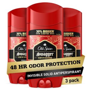 Old Spice Antiperspirant Deodorant for Men, 24/7 Sweat & Odor Protection, 24/7 Lasting Freshness, Invisible Solid, Swagger with Cedarwood Scent, 3.4 oz (Pack of 3)