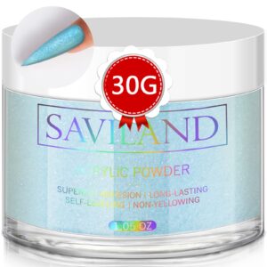 Saviland Sky Blue Acrylic Powder – 1oz Professional Color Acrylic Nail Powder for Acrylic Nails Extension> 3D Nail Art Acrylic Polymer Powder> No Need Nail Lamp