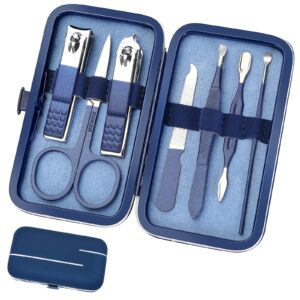 Aceoce Travel Manicure Set Mens Grooming Kit Stainless Steel Nail Clippers Nail Care Tool with Luxurious Travel Case Manicure Pedicure Set Professional Personal Care Gift for Men Family Friends