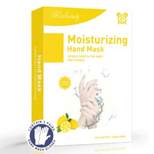 Hand Mask for Dry Hands 3 Pack> Mixbeauty Moisturizing Gloves> Moisturing and Repairing Damaged> Dry and Cracked Skin> Hand Spa Treatment for Soothing and Whitening Rough Skin (Lemon Scented)
