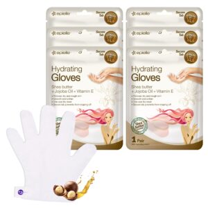 Epielle Hydrating Hand Masks> 6 Pairs of Moisturizing Gloves for Dry Hands with Shea Butter> Jojoba Oil & Vitamin E> Spa Day Treatment> Korean Skincare> Spa Gifts for Women