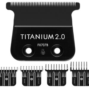 FX707B Replacement Blade for All BaBylissPRO FX787 & FX726 Trimmers, TITANIUM 2.0 Ultra Precise Replacement Blade with 4 Guards Set Compatible with BaByliss Trimmer Blades, Black