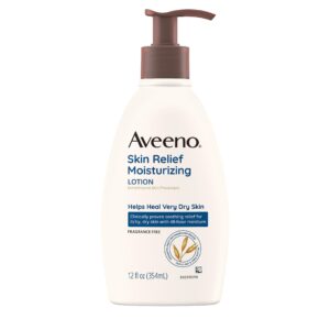 Aveeno Skin Relief Moisturizing Lotion for Very Dry, Itchy Skin with Soothing Triple Oat & Shea Butter Formula, Fragrance Free, 12 Fl. Oz