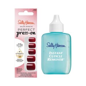 Sally Hansen Instant Cuticle Remover & Salon Effects Infra-Red Press On Nails Kit – 15 Second Gel Formula with Aloe