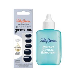 Sally Hansen Instant Cuticle Remover & Salon Effects Lunar Eclipse Press On Nails Kit – 15 Second Cuticle Gel with Aloe & 30 Nail Designs with Nail Glue