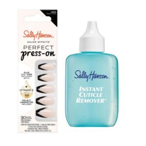Sally Hansen Instant Cuticle Remover & Salon Effects French Twist Press On Nails Kit – 15 Second Gel, Aloe & Chamomile