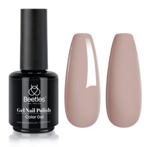 Beetles Nude Gel Nail Polish, Neutral Grey Taupe Gel Polish Soak Off U V LED Nail Lamp Nail Art Manicure Salon DIY Home