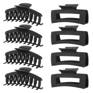 Black Hair Clips for Women -8 Pack 4.3 Inch Large Hair Claw Clips for Women Thin Thick Curly Hair, Big Matte Banana Clips,Strong Hold jaw clips