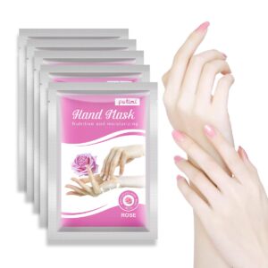5 Pack Hand Mask for Dry Hands> Rose Hand Peel Moisturizing Gloves> Hand Care Treatment Hand Peeling Masks> Hand Spa Lotion Moisturizer Gloves> Repairing Dry> Cracked and Rough Skin for Women & Men