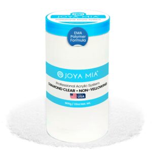 Joya Mia Acrylic Powder for Nails> MMA-Free> Super Adhesion Professional Powder for Flawless & Long-Lasting Nail Enhancements> Easy Application> Vibrant & Stunning Colors – Diamond Clear> 32 oz