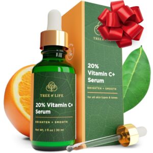 Tree of Life Beauty Hydrating Facial Serum – Super 20% Vitamin C+ with Vitamin E – Brightening & Smoothing for Dry/Sensitive Skin – Anti-Aging & Dark Spot Treatment – 1 Fl Oz