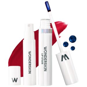 Wonderskin Wonder Blading Lip Stain Peel Off and Reveal Kit – Long Lasting, Waterproof Red Lip Tint, Transfer Proof Natural Makeup Stain Kit (Divine)