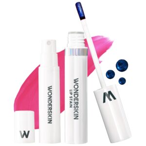 Wonderskin Wonder Blading Lip Stain Peel Off and Reveal Kit – Long Lasting, Waterproof Pink Lip Tint, Transfer Proof Natural Makeup Stain Kit (Neon Rose)