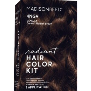 Madison Reed Radiant Hair Color Kit, Darkest Golden Brown for 100% Gray Coverage, Ammonia-Free, 4NGV Venezia Brown, Permanent Hair Dye, Pack of 1