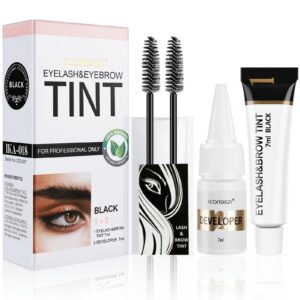 Duoffanny 2-In-1 Eyelash & Eyebrow Kit, Professional Lash & Brow Color Kit, Lasting for 6 Weeks DIY Hair Coloring for Salon Home Use 7ml (Black)