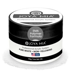 Joya Mia Acrylic Powder for Nails> MMA-Free> Super Adhesion Professional Powder for Flawless & Long-Lasting Nail Enhancements> Easy Application> Vibrant & Stunning Colors – Pure White> 4 oz