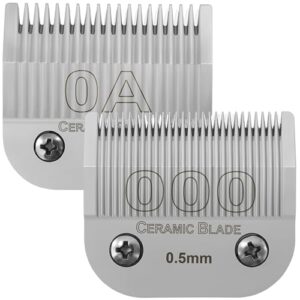 0A&000 Professional Detachable Replacement Ceramic Blades. Compatible with Oster Classic 76/Power Pro/Power-Teq/Star-Teq Clipper. Compatible with Ainds Clippers. Size: 3/64″ and 1/50″.