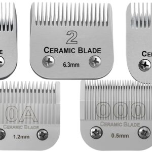 5 Sets Combination Professional Detachable Replacement Ceramic Blades. Compatible with Oster Classic 76/Power Pro/Power-Teq/Star-Teq Clipper. Compatible with Ainds Clippers. (0.5~9.5mm).