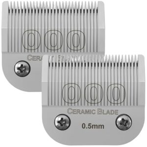 000 Professional Detachable Replacement Ceramic Blades. Compatible with Oster Classic 76/Power Pro/Power-Teq/Star-Teq Clipper. Compatible with Ainds Clippers. Size: 000, 1/50″ Cut Length