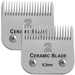 2# Professional Detachable Replacement Ceramic Blades. Compatible with Oster Classic 76/Power Pro/Power-Teq/Star-Teq Clipper. Compatible with Ainds Clippers. Size: 2#, 1/4″ Cut Length