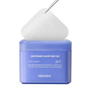MEDIHEAL Watermide Moisture Pad – Square Cotton Facial Toner Pads with Icelandic Glacial Water – Improve Skin Temperature, Hydrating to Dry, Puffy, Coarse Skin -Vegan Eco Silk,100 Pads