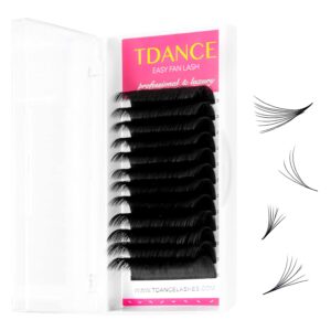 TDANCE Eyelash Extension Supplies Rapid Blooming Volume Eyelash Extensions Thickness 0.1 C Curl Mix 20-25mm Easy Fan Volume Lashes Self Fanning Individual Eyelashes Extension (C-0.1,20-25mm)