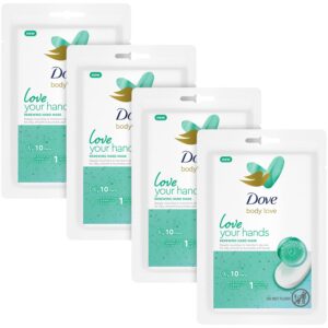 Dove Renewing Hand Mask – Love Your Hands Repair Gloves> Dove Body Love Dry Hands Treatment with Niacinamide and Ceramide Serum for Soft> Silky Hands> Hand Masks for Dry Cracked Hands (Pack of 4)