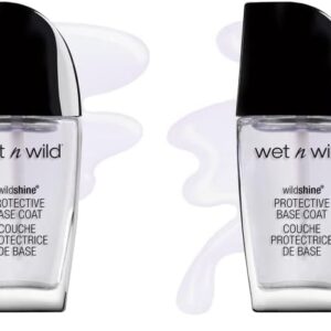 wet n wild Nail Polish Wild Shine, Protective Base Coat, Nail Color (Pack of 2)