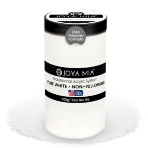 Joya Mia Acrylic Powder for Nails> MMA-Free> Super Adhesion Professional Powder for Flawless & Long-Lasting Nail Enhancements> Easy Application> Vibrant & Stunning Colors – Pure White> 32 oz