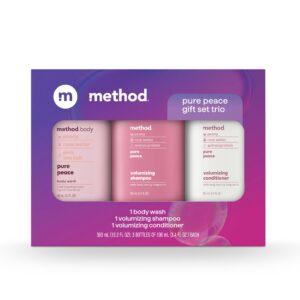 Method Body Wash and Hair Care Gift Set, Pure Peace, 3.4 oz Travel Size Bottles