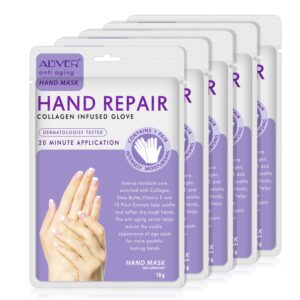 SOLOTREE 5 Pairs Hands Moisturizing Gloves> Hand Peel Mask> Exfoliating Hand Mask> Hand Skin Repair Renew Mask> Skin Nutrition Hand Mask (Lavender)
