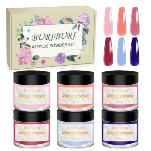 6 Colors Acrylic Powder Set> Acrylic Nail Powder for DIY Nail Art Design 3D Nail Extension Manicure Carving Colored Polymer Nail Powder Kit