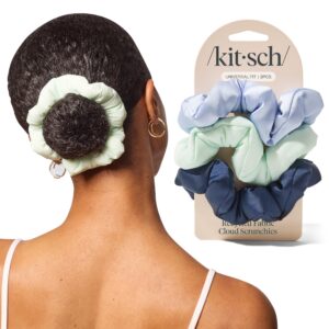 Kitsch Scrunchies for Women – No Crease Hair Ties No Damage | Soft Polyester Scrunchies for All Hair Types & Textures | Stylish & Comfortable, For Ponytails & Buns – Garden Bouquet, 3pcs
