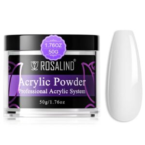 ROSALIND White Acrylic Powder> 50g/1.76oz Opal Acrylic Nail Powder for Nail Acrylic Extension Professional Nail Acrylic Powder White Nail Carving French Nail Art Design> No Nail Lamp Needed