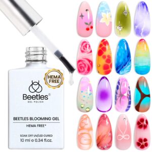 Beetles Hema Free Nail Blooming Gel – Clear Blossom Gel Polish for Spreading Effect DIY Watercolor Floral Print Soak off Nail Gel Diy Manicure Art Design Gift