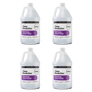 Clean Revolution Foaming Hand Soap Refill Supply Container, Ready to Use Formula, Gluten Free, Natural Lavender Fragrance, 128 Fl. Oz, 4 Pack