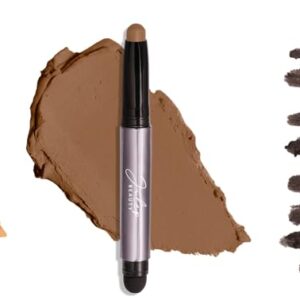 Julep 3pc Set: Eyeshadow 101 Crème-to-Powder Eyeshadow Stick Duo in Beachy & Smoky Tawny Matte + When Pencil Met Gel Long-lasting Eyeliner Pencil in Clay Matte – Blendable, Smudge-Resistant Makeup