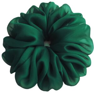 38 Colors Available, Big Scrunchies for Hair, Soft Cheer Chiffon large Ponytail Holder, Cute Birthday Gift for Women Girl Teen, Holiday Accessory (Chiffon Grass Green)