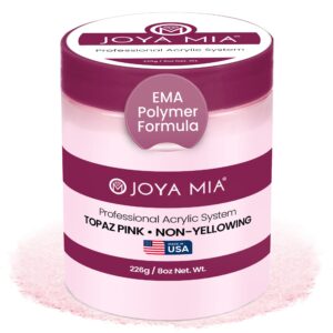Joya Mia Acrylic Powder for Nails> MMA-Free> Super Adhesion Professional Powder for Flawless & Long-Lasting Nail Enhancements> Easy Application> Vibrant & Stunning Colors – Topaz Pink> 8 oz