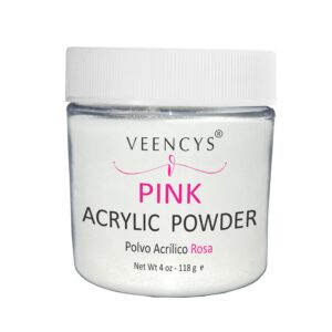 Veencys Acrylic Powder – Salon Premium Quality Acrylic Nails Extension – Nail Art – Natural Acrylic Powder for Nails – Ideal Manicure for Home Saloon -(Pink 4 Oz)