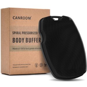 Canroom Silicone Body Scrubber – Zinc Infused-Highly Elastic Bristles Exfoliating Body Scrubber for Shower Body,Cellulite Reduction,Blood Circulation – Black