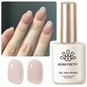 Born Pretty Jelly Gel Nail Polish, Silk Peach Milky Jelly Gel Nail Polish, Pink Sheer Crystal Transparent Gel Nail Polish Soak Off U v Nail Gel Diy Art for Girls Women 15ml