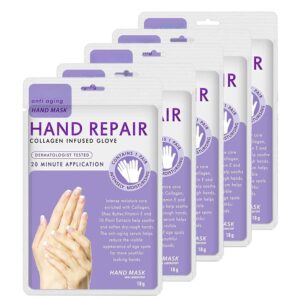 5 Pairs Hands Moisturizing Gloves> Hand Skin Repair Renew Mask Infused Collagen> Vitamins + Natural Plant Extracts for Dry> Aging> Cracked Hands (5 Pairs Hand mask)