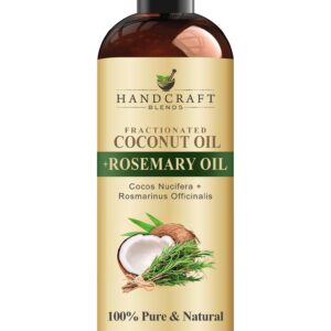 Handcraft Blends Fractionated Coconut Oil Infused with Rosemary – 8 Fl Oz – 100% Pure and Natural – Premium Grade Carrier for Skin, Hair and Massage