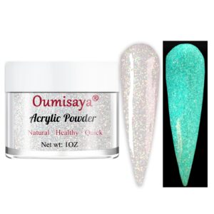 Glow in the dark White Glitter Acrylic Nail Powder Colors 1OZ (AP068)