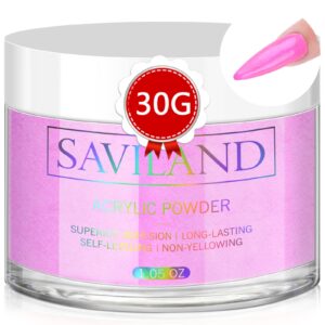 Saviland Magenta Acrylic Powder – 30g Professional Colored Acrylic Nail Powder for Acrylic Application> Acrylic Polymer Powder for Nail Extension & Carving French Manicure> No Need Nail Lamp
