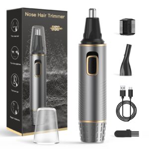 XOOMRSCP Nose & Ear Hair Trimmer for Men, Painless USB Rechargeable, Professional Facial Hair Trimmer with IPX7 Waterproof Dual Edge Blades (Grey)