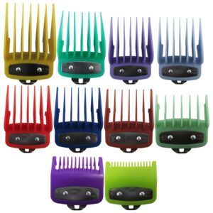 WELURE 10Pcs Clipper Guards Cutting Guides Compatible for Designer, Fits All Full Size Clippers from 1/16 Inch to 1 Inch(1.5-25mm) – Colored